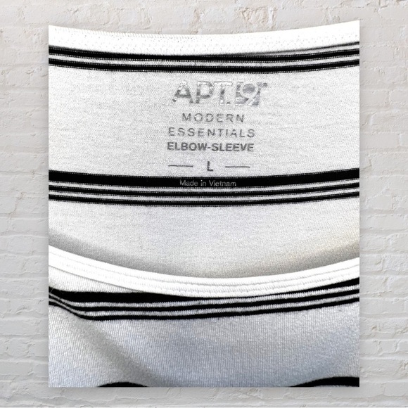 APT 9 Black and White Stripe Scoop Neck, 3/4 Length Sleeve Top, Size Large - Picture 4 of 5